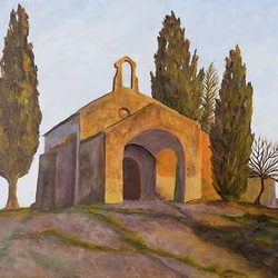 original oil painting of old building