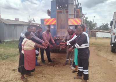 Praying prior to drilling for Borehole #2